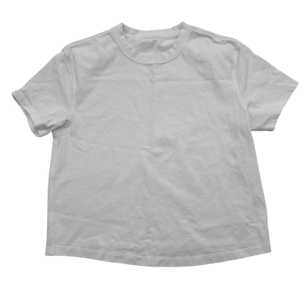 Lululemon T-Shirt White Relaxed Fit Cropped Short Sleeve Tee Women